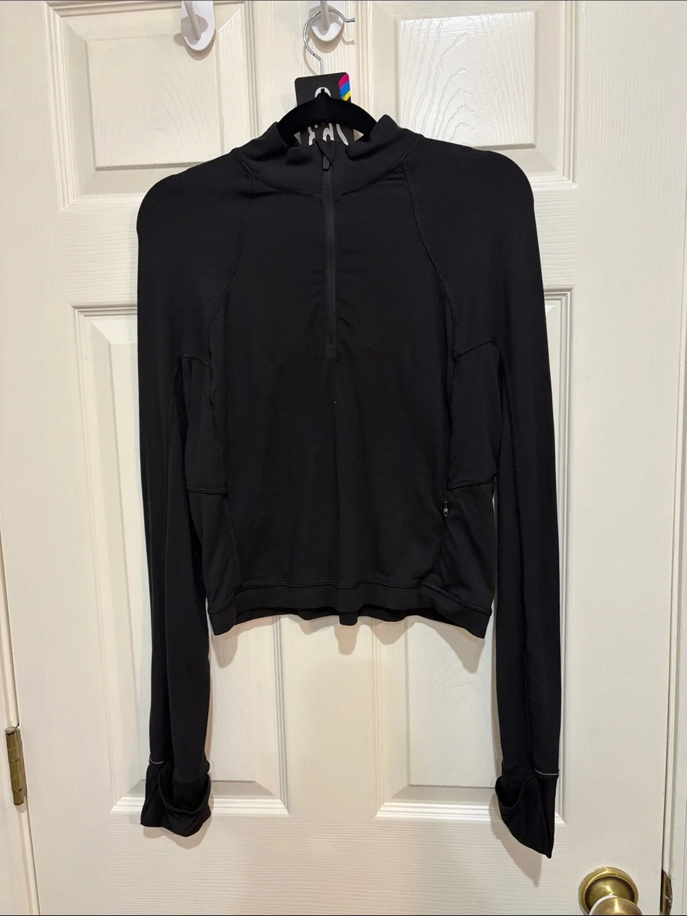 263. Lululemon Its Rulu Run Cropped Half-Zip Black LS size 10 EUC